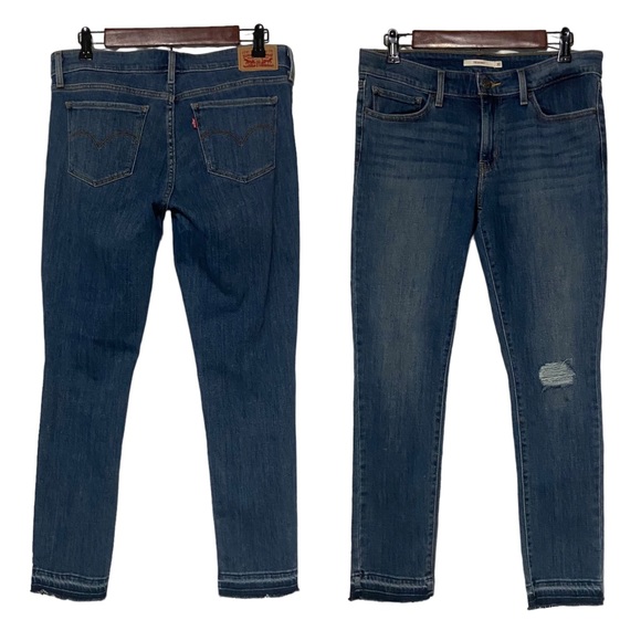 Levi’s 711 Skinny Ankle Raw Hem Denim Jeans Blue - Picture 14 of 16